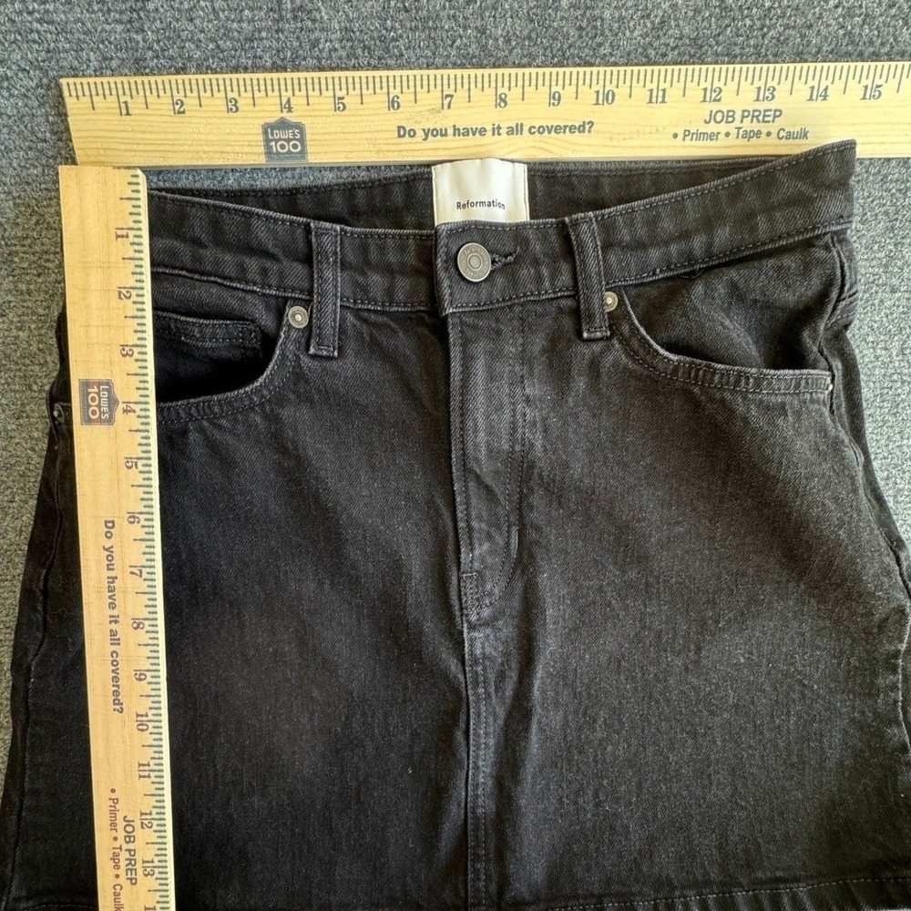 Reformation Lydia High Rise Denim Mini Skirt Black Size 29 - Picture 5 of 5